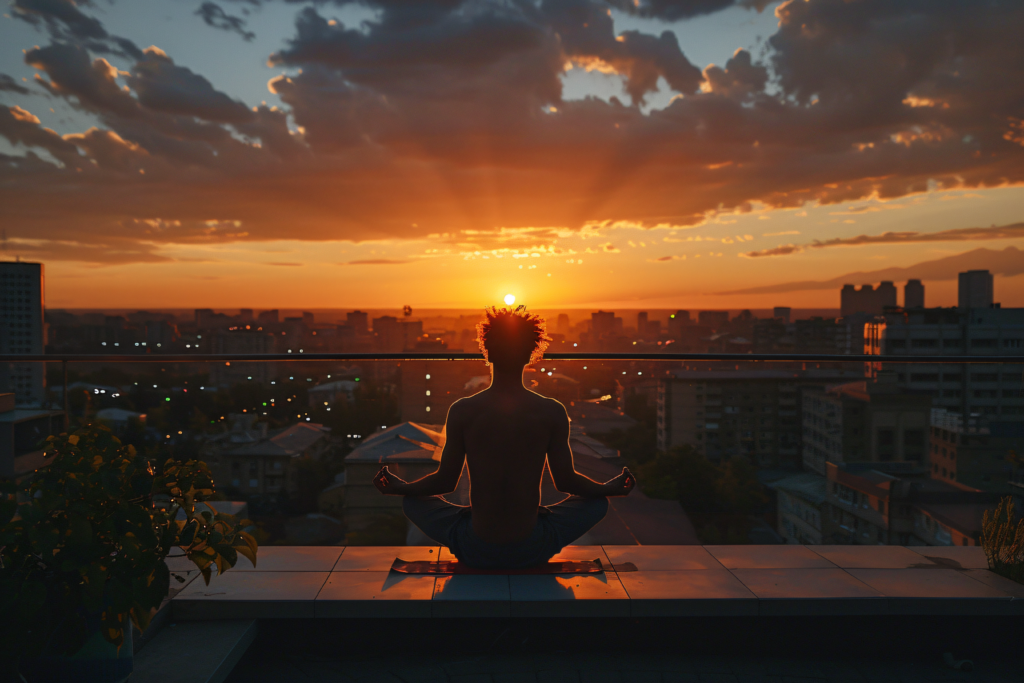 fit man practicing yoga